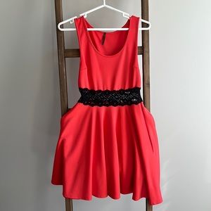 Peachy Red Dress- Medium- Cut out